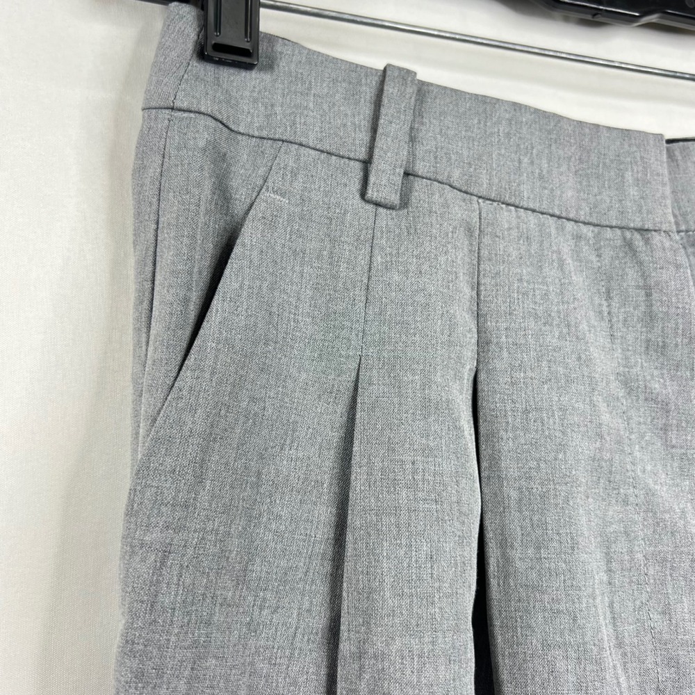 H&M Gray Wide Leg Trousers Women Size 4 Pleated High Rise 90s Minimalism Clean - Picture 2 of 10